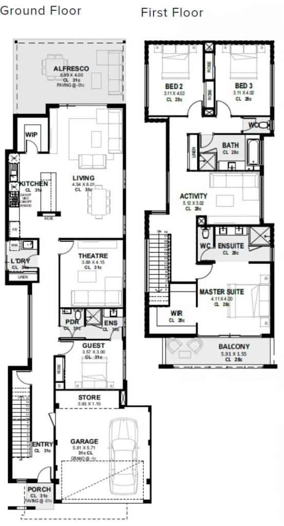 Narrow Block Floor Plans