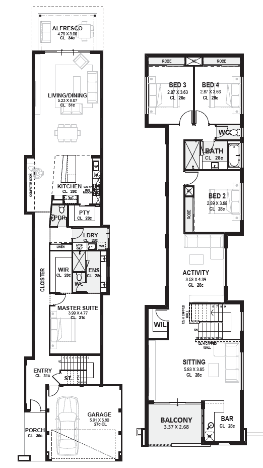 9m narrow lot floor plan